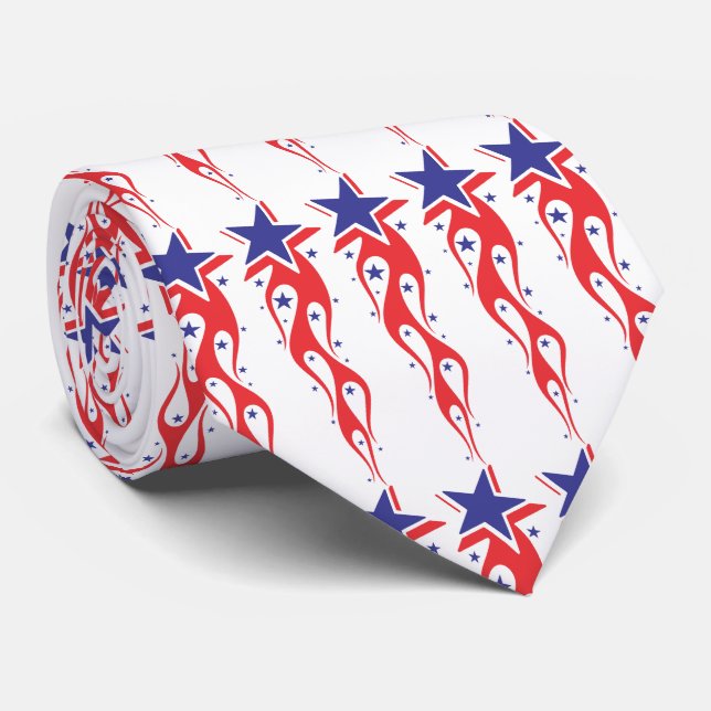 Gravata Colheita De Impressão Azul E Branco Vermelho (Rolled)