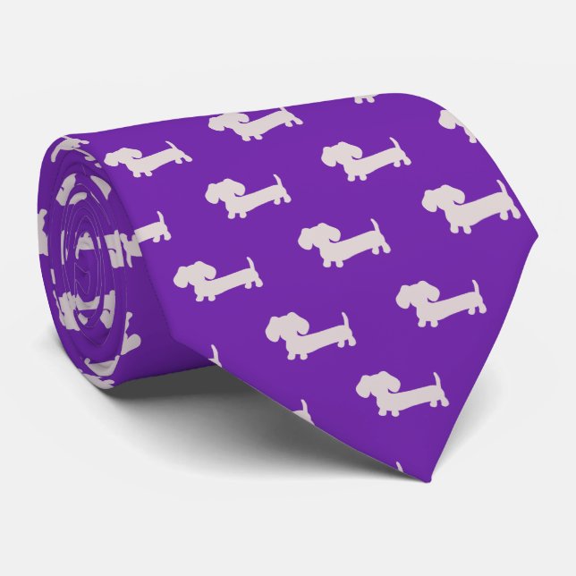 Gravata Colheita de Pai Roxo Dachshund - Presente de Dia d (Rolled)
