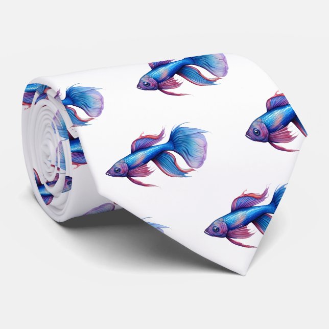 Gravata Colheita De Pescoço - Série De Aquarelas: Betta Fi (Rolled)