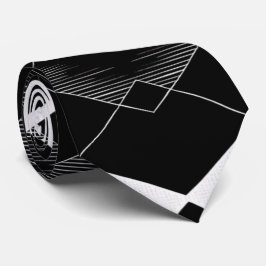 Gravata Colheita Geométrica Negra e Branca de Diamante de