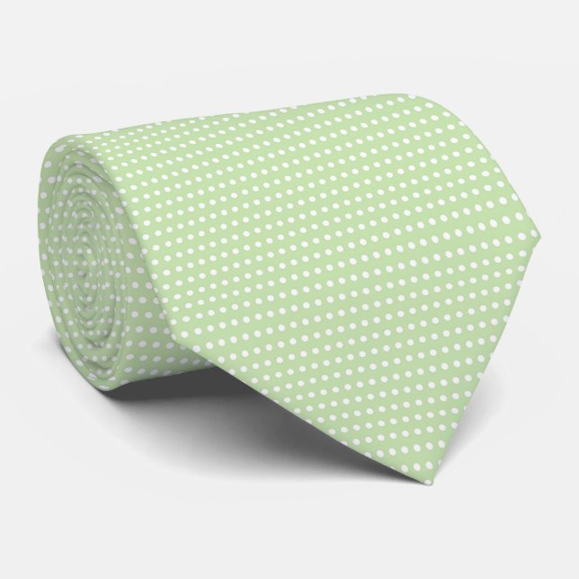 Gravata Colite de Polkadots Verde e Branco (Rolled)