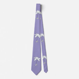 Gravata Colite Tropical Lilac Floral Branca