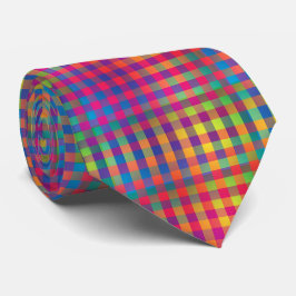 Gravata Colorful Checker Abstract Pattern