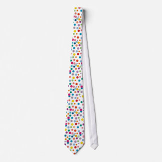 Gravata Colorful dots, white