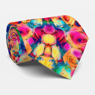 Gravata Colorful Neck Tie with Roses