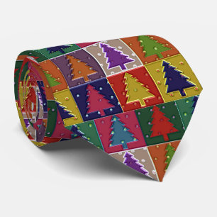 Gravata Colorida Árvores de Na moda de Natal