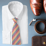 Gravata Colorida Coluna Moderna, Coloração do Botão de Est<br><div class="desc">Colorida Coloração Moderna,  Autum Fall Stripe Pattern Neck Tie apresenta um elegante e na moda moderno padrão listrado colorido em um fundo branco. Perfeito para casamentos,  padrinhos de casamento,  Dia de os pais,  presente de aniversário para Pai ou vovô e muito mais. Elaborado por ©Evco Studio www.zazzle.com/store/evcostudio</div>