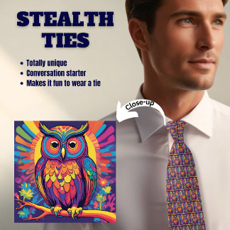 Gravata Colorida Coruja Lover's Stealth Neck Tie