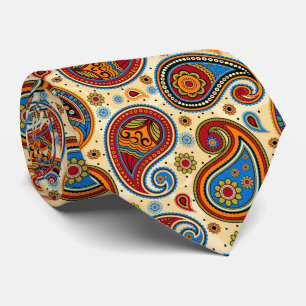 Gravata Colorida elegante padrão paisley colorido