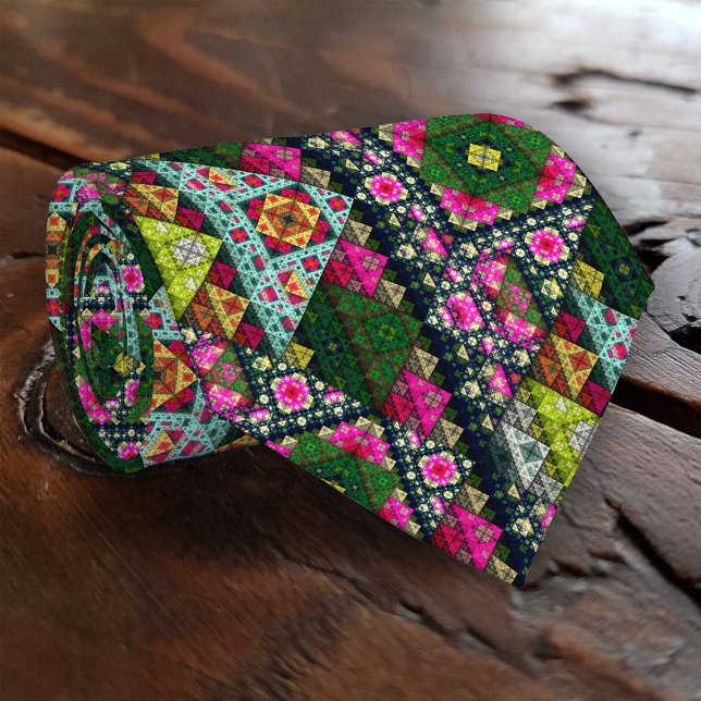 Gravata Colorida Nature Abstrato (Tie with a colorful nature inspired abstract pattern. A modern eye-catching design)