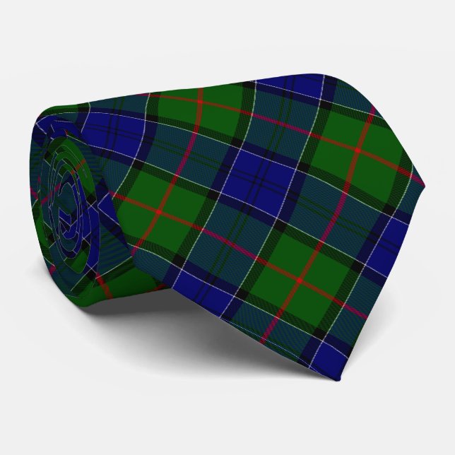 Gravata Colquhoun tartan xadrez verde azul (Rolled)