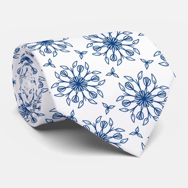 Gravata Coluna de Arte da Flor Azul (Rolled)