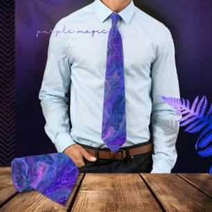 Gravata Coluna de Arte Líquida Azul Roxo Moderna