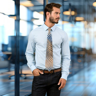 Gravata Coluna do Padrão de Pontos de Vidro Abstrato Azul 