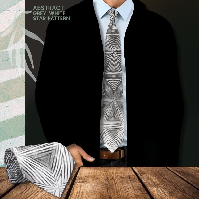 Gravata Coluna do Pescoço da Estrela da Cinza Negra (Black Grey Star Pattern Neck Tie)