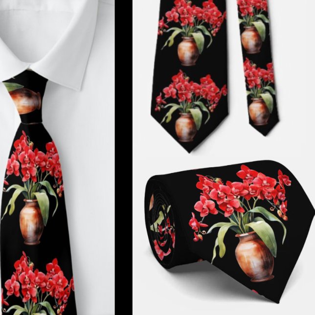 Gravata Coluna do Pescoço das Flores Vermelhas (Criador carregado)