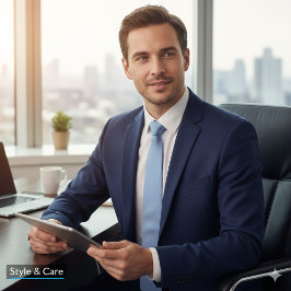 Gravata Coluna Formal com Faixa de Cor Azul