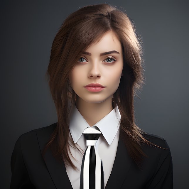 Gravata Coluna Vertical de Rascunho Preto e Branco (Pretty young woman wearing a referee striped, black and white vertical stripes necktie.
)