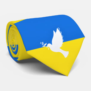 Gravata com a Bandeira da Pomba da Paz da Ucrânia