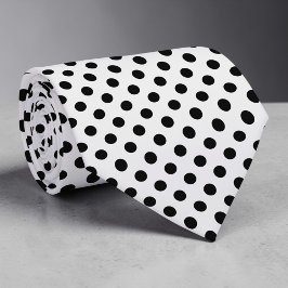 Gravata com Bolinhas Mini Pretas em Fundo Branco