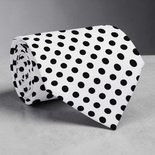 Gravata com Bolinhas Mini Pretas em Fundo Branco