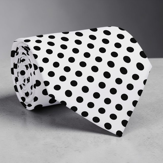 Gravata com Bolinhas Mini Pretas em Fundo Branco (Criador carregado)