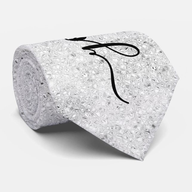 Gravata com Brilho de Prata Personalizada (Rolled)