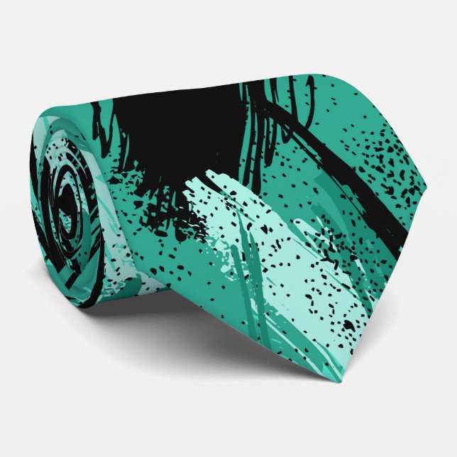 Gravata com Camuflagem Preto e Azul-petróleo (Rolled)