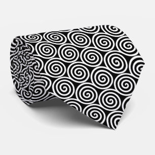 Gravata com Círculos em Espiral Abstratos em Preto