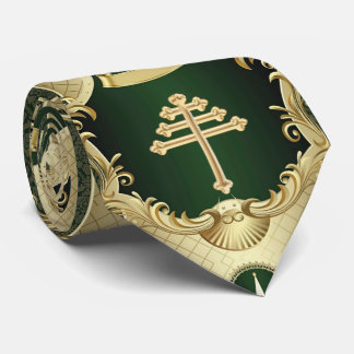 Gravata com Cruz da Igreja Maronita e Cedro do Líb