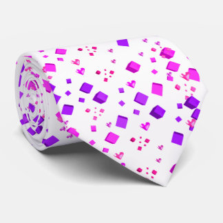 Gravata com Cubos e Corações Rosa e Roxo