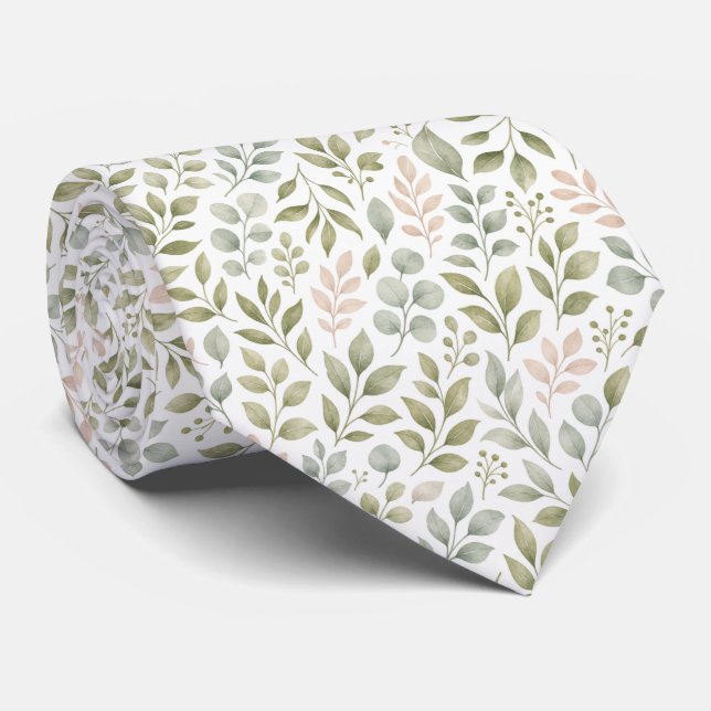 Gravata com Design de Folha Botânica para Homens (Rolled)