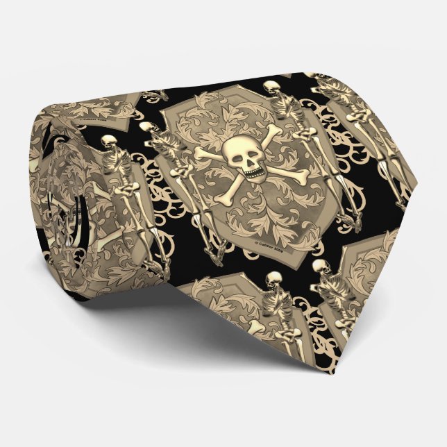 Gravata com Escudo de Caveira Pirata (Rolled)
