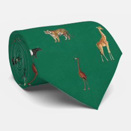 Gravata com estampa de animais da selva verde Kell