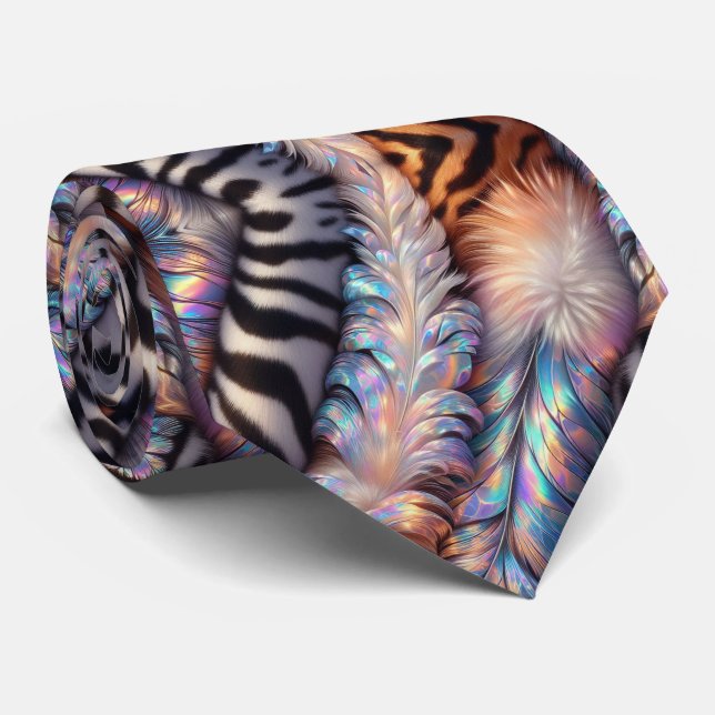 Gravata com Estampa de Animal Selvagem com Pontos  (Rolled)