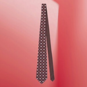 Gravata com Estampa de Corações - Corações Rosa