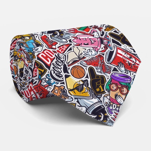 Gravata com Estampa de Faculdade Pop Retro (Rolled)