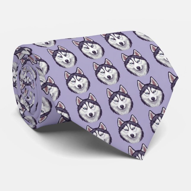 Gravata com Estampa de Husky Siberiano – Cachorro  (Rolled)