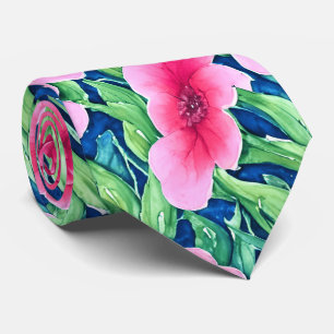 Gravata com Estampa Floral em Aquarela