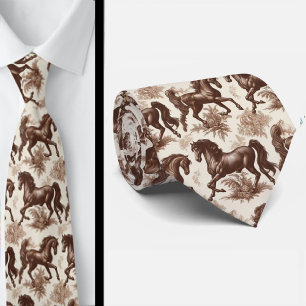 Gravata com Estampa Toile de Jouy de Cavalos no Ca