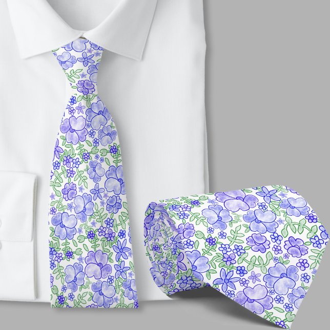 Gravata com Estilo de Padrão Floral Azul (Criador carregado)