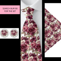 Gravata com Flores Bordô (Parte do Conjunto) BUR10
