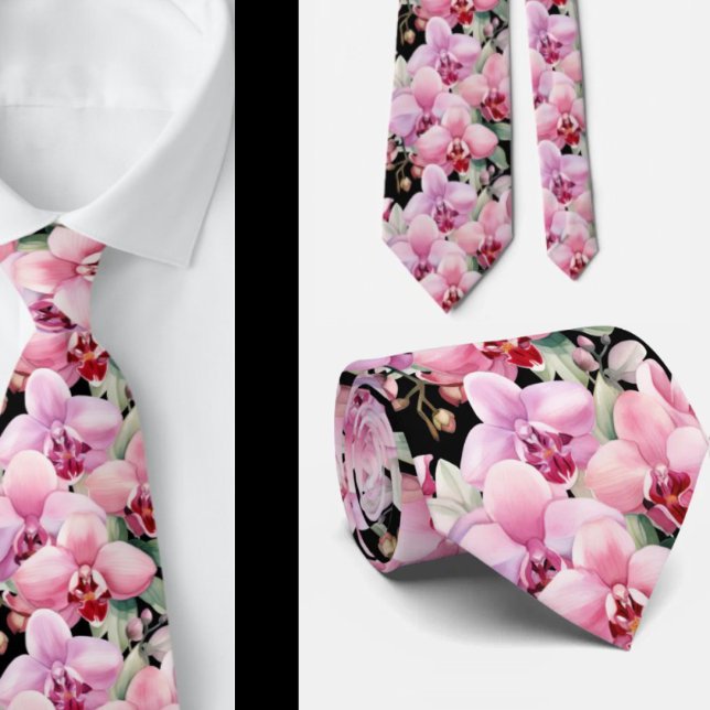 Gravata com Flores de Orquídea Rosa (Criador carregado)