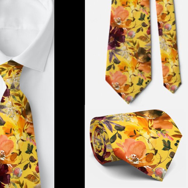Gravata com Flores de Tons de Outono e Rosas Amare (Criador carregado)