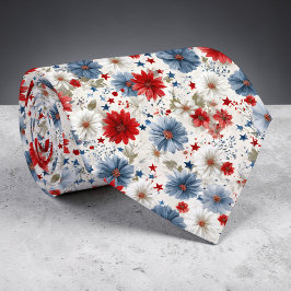 Gravata com flores patrióticas para o feriado de Q