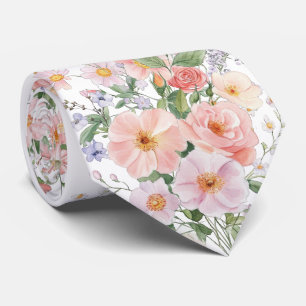Gravata com flores silvestres pastel