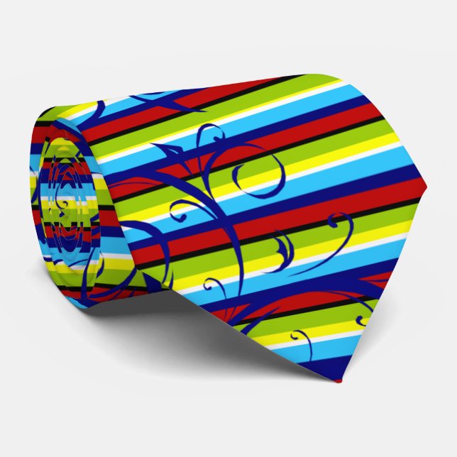 Gravata com Florescer Listrado (Rolled)