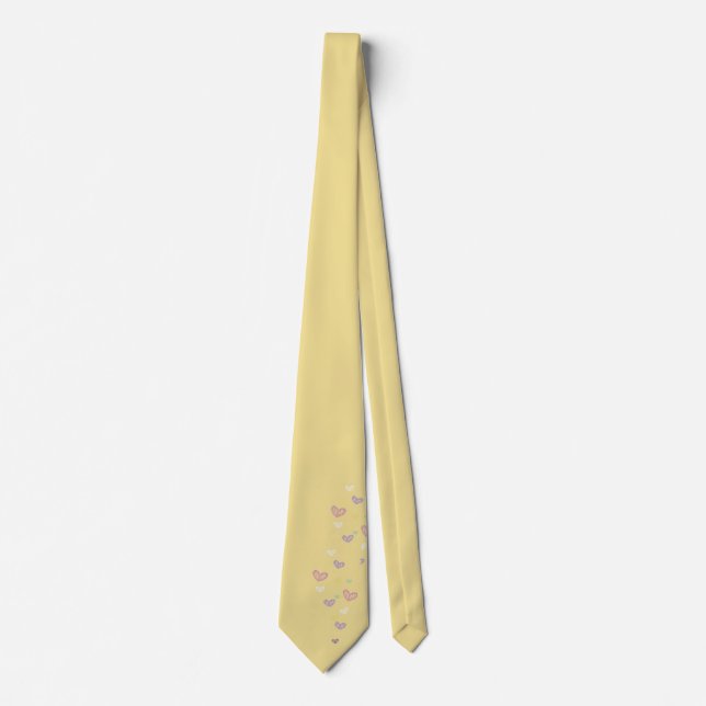 Gravata com Motivo de Coração Amarelo Suave (Frente)