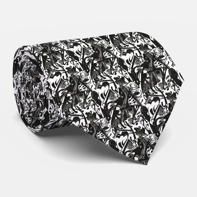 Gravata com Padrão Artístico Nascimento dos Lobos (Rolled)