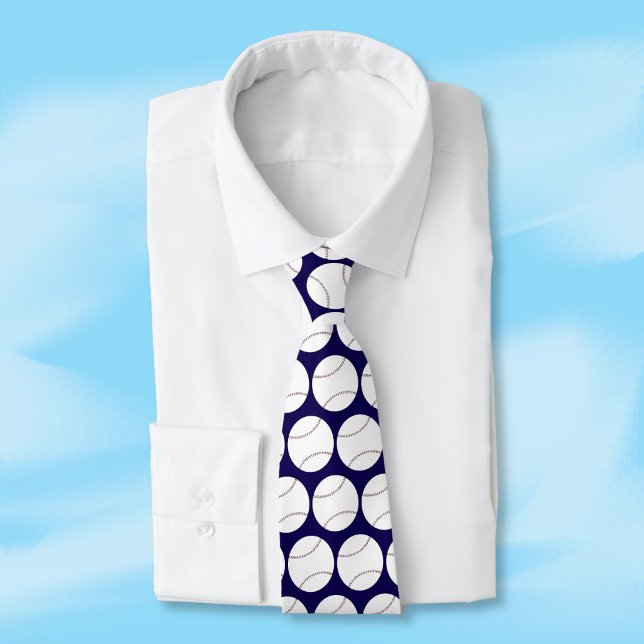Gravata com Padrão de Beisebol Escolha sua Cor Fav (Baseball pattern tie . Pick your favorite color . )